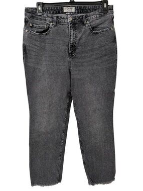 Free People We The Free Skinny Curvy Jeans Size 34 Dark Wash Raw Hem